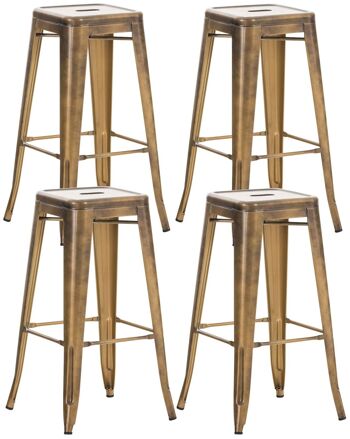 Lot de 4 tabourets de bar Joshua doré 43x43x77 métal doré métal 1