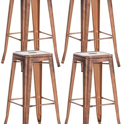 Set of 4 bar stools Joshua copper 43x43x77 copper metal metal