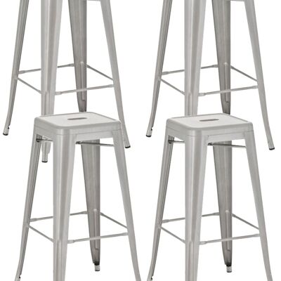 Set of 4 bar stools Joshua silver 43x43x77 silver metal metal