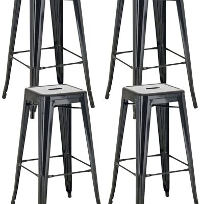 Set of 4 bar stools Joshua black 43x43x77 black metal metal