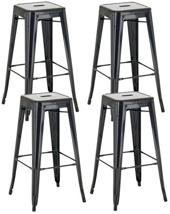 Lot de 4 tabourets de bar Joshua noir 43x43x77 métal noir métal 1