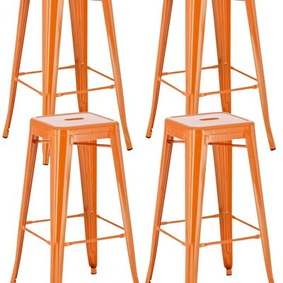 Set of 4 bar stools Joshua orange 43x43x77 orange metal metal
