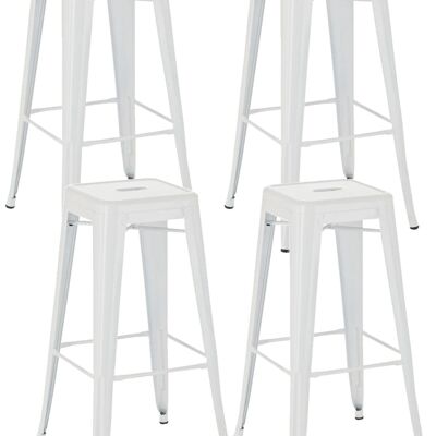 Set of 4 bar stools Joshua white 43x43x77 white metal metal