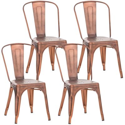 Set van 4 stoelen Benedict koper 48x44x89 koper metaal metaal
