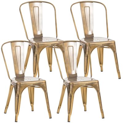 Conjunto de 4 sillas Benedict oro 48x44x89 metal dorado metal