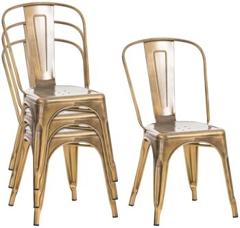 Lot de 4 chaises Benedict métal doré 48x44x89 métal doré 2