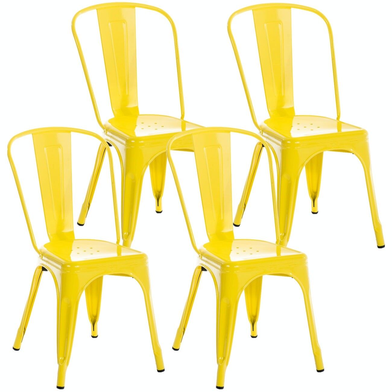 Yellow metal chairs set 2024 of 4