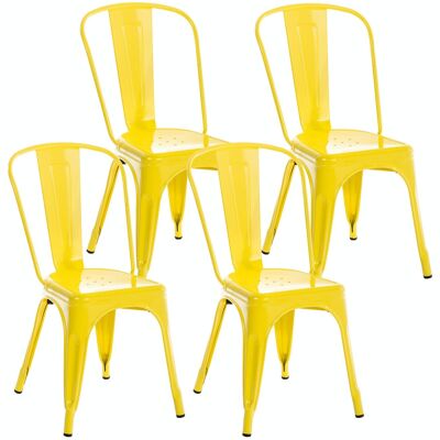 Set mit 4 Stühlen Benedict gelb 48x44x89 gelbes Metall Metall