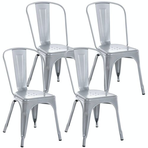 Set van 4 stoelen Benedict zilver 48x44x89 zilver metaal metaal