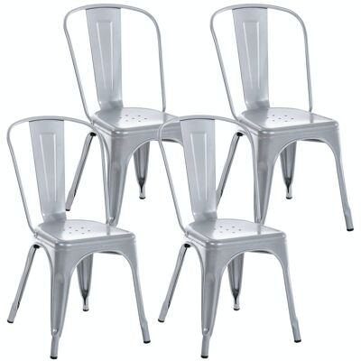 Lot de 4 chaises Benedict métal argenté 48x44x89 métal argenté