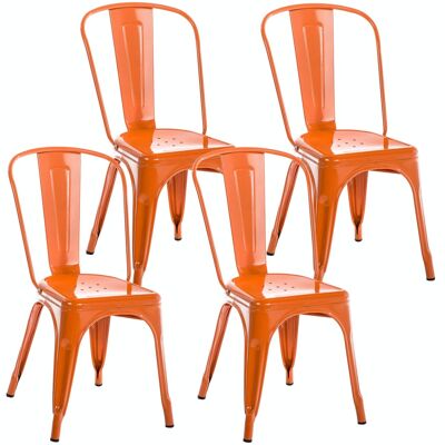 Set mit 4 Stühlen Benedict orange 48x44x89 orange Metall Metall