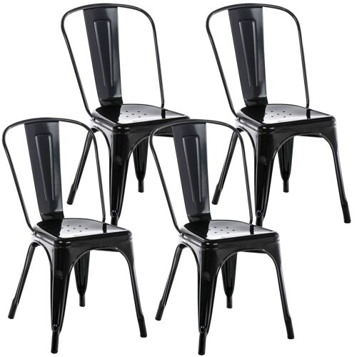 Set van 4 stoelen Benedict zwart 48x44x89 zwart metaal metaal