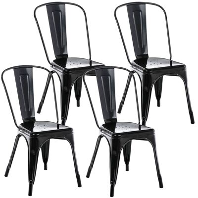 Set of 4 chairs Benedict black 48x44x89 black metal metal
