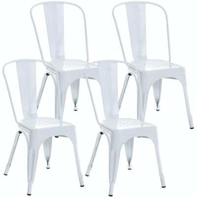 Set of 4 chairs Benedict white 48x44x89 white metal metal