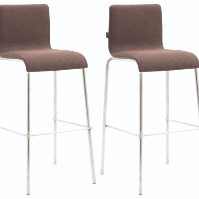 Set of 2 bar stools Gift fabric round flat stainless steel brown 45x43x101 brown Material metal