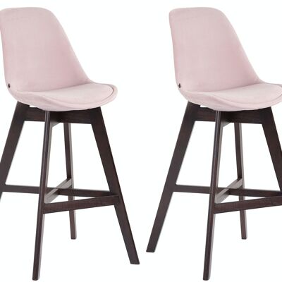 Set of 2 bar stools Cannes velvet cappuccino pink 56x48x112 pink velvet Wood