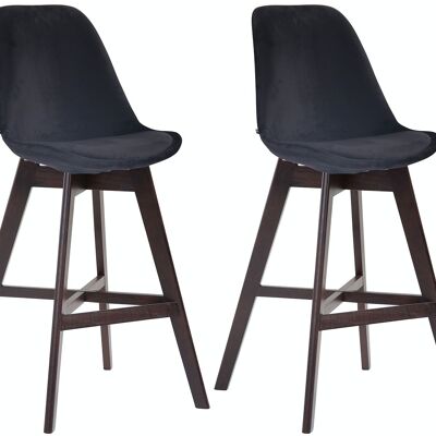 Set of 2 bar stools Cannes velvet cappuccino black 56x48x112 black velvet Wood