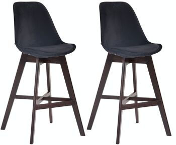 Lot de 2 tabourets de bar Cannes velours cappuccino noir 56x48x112 bois velours noir 1