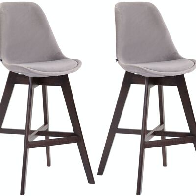 Set of 2 bar stools Cannes velvet cappuccino Gray 56x48x112 Gray velvet Wood