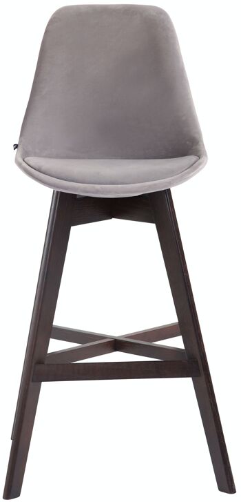 Lot de 2 tabourets de bar Cannes velours cappuccino Gris 56x48x112 Velours gris Bois 2