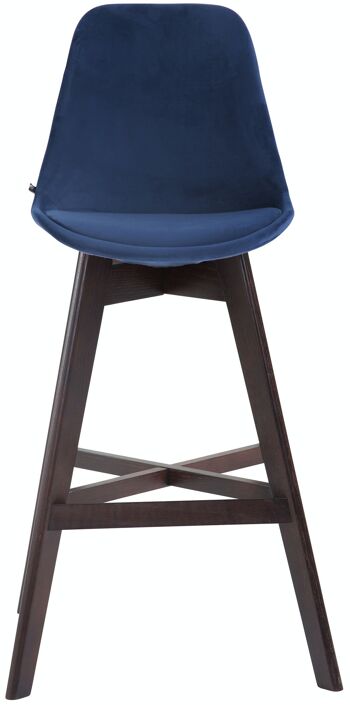 Lot de 2 tabourets de bar Cannes velours cappuccino bleu 56x48x112 bois velours bleu 2