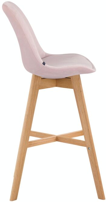 Lot de 2 tabourets de bar Cannes velours rose naturel 56x48x112 bois velours rose 3