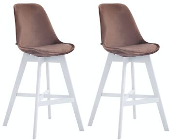 Lot de 2 tabourets de bar Cannes velours marron blanc 56x48x112 velours marron Bois 1