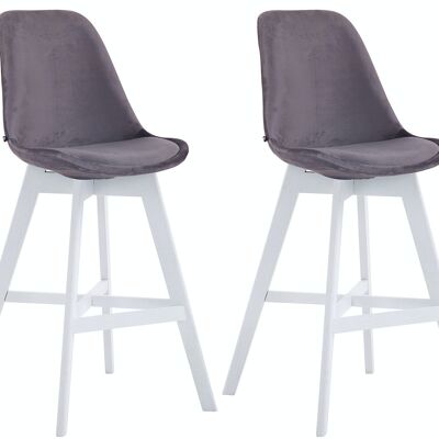Set of 2 bar stools Cannes velvet white dark gray 56x48x112 dark gray velvet Wood