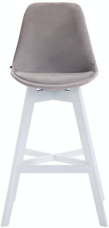 Lot de 2 tabourets de bar Cannes velours blanc Gris 56x48x112 Velours gris Bois 2