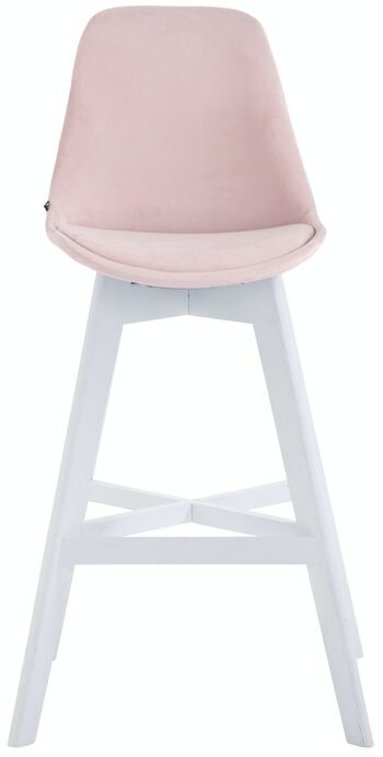 Lot de 2 tabourets de bar Cannes velours blanc rose 56x48x112 bois velours rose 2