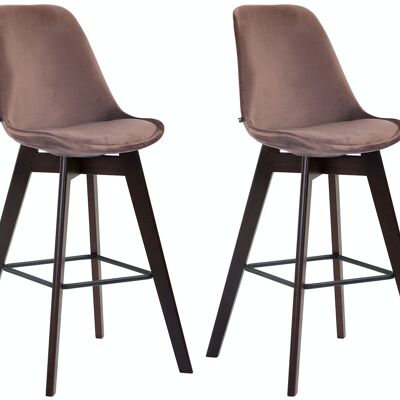 Set of 2 bar stools Metz velvet cappuccino brown 56x48x112 brown velvet Wood
