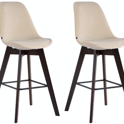 Set of 2 bar stools Metz velvet cappuccino cream 56x48x112 cream velvet Wood