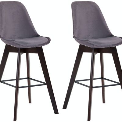 Set of 2 bar stools Metz velvet cappuccino dark gray 56x48x112 dark gray velvet Wood