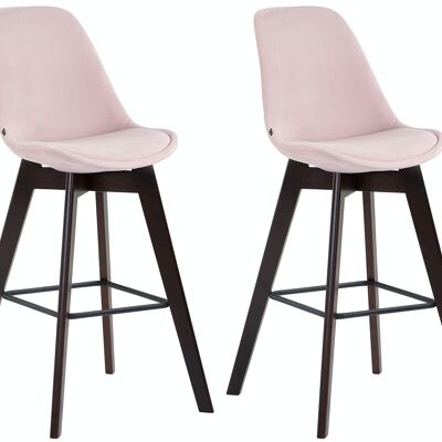 Set of 2 bar stools Metz velvet cappuccino pink 56x48x112 pink velvet Wood