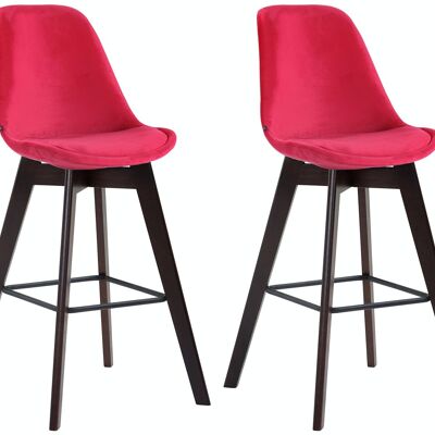 Set of 2 bar stools Metz velvet cappuccino red 56x48x112 red velvet Wood