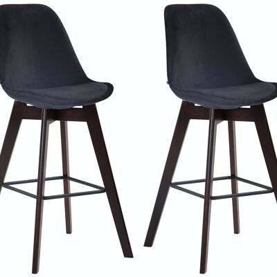 Set di 2 sgabelli da bar Metz velluto cappuccino nero 56x48x112 legno velluto nero