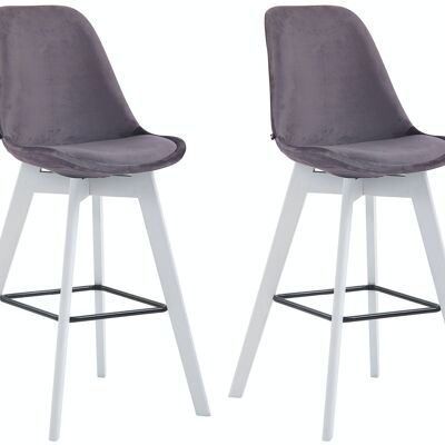 Set of 2 bar stools Metz velvet white dark gray 56x48x112 dark gray velvet Wood