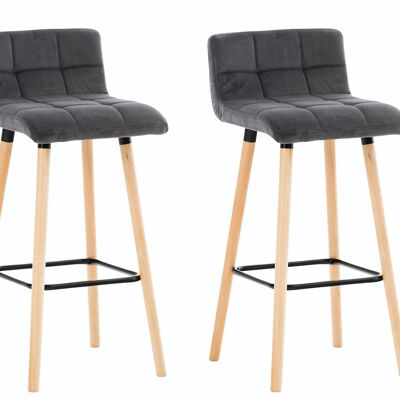 Set of 2 Lincoln velvet bar stools Gray 49x42x94 Gray velvet Wood