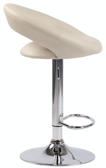 Tabouret de bar Olinda simili cuir chrome crème 47x53x80 métal simili cuir crème 3