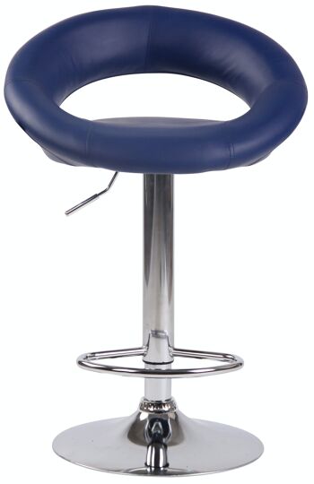 Tabouret de bar Olinda simili cuir bleu chrome 47x53x80 métal simili cuir bleu 2