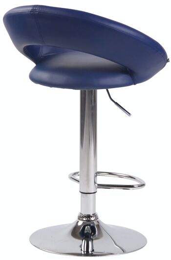 Tabouret de bar Olinda simili cuir bleu chrome 47x53x80 métal simili cuir bleu 4