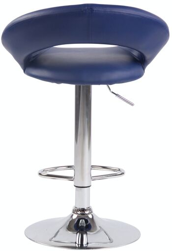 Tabouret de bar Olinda simili cuir bleu chrome 47x53x80 métal simili cuir bleu 5