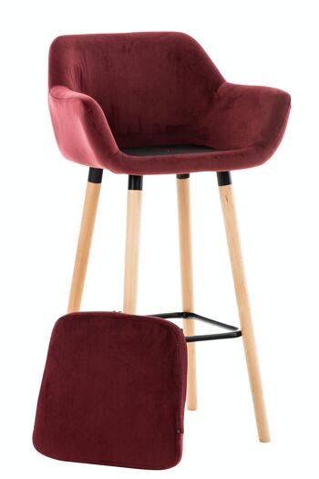 Lot de 2 tabourets de bar Grant velours rouge 46x55x99 bois velours rouge 2