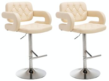 Lot de 2 tabourets de bar Dublin crème 55x62x103 similicuir crème Métal chromé 1