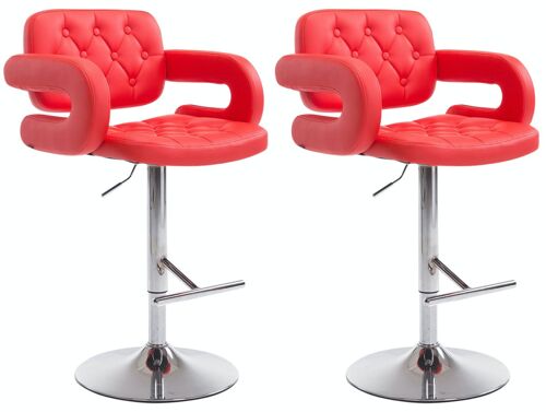 Set van 2 barkrukken Dublin rood 55x62x103 rood kunstleer Verchroomd metaal