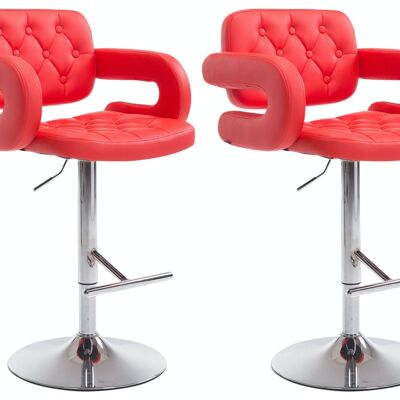 Set of 2 bar stools Dublin red 55x62x103 red leatherette Chromed metal