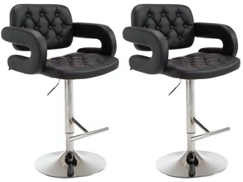 Lot de 2 tabourets de bar Dublin noir 55x62x103 simili cuir noir Métal chromé 1