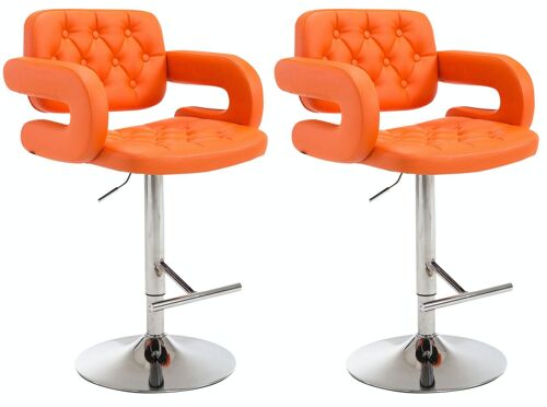 Set van 2 barkrukken Dublin oranje 55x62x103 oranje kunstleer Verchroomd metaal