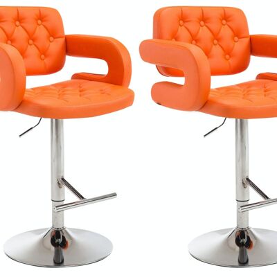 Set of 2 bar stools Dublin orange 55x62x103 orange leatherette Chromed metal