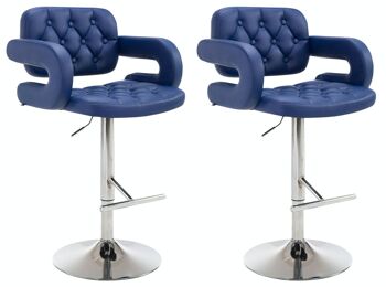 Lot de 2 tabourets de bar Dublin bleu 55x62x103 Similicuir bleu Métal chromé 1